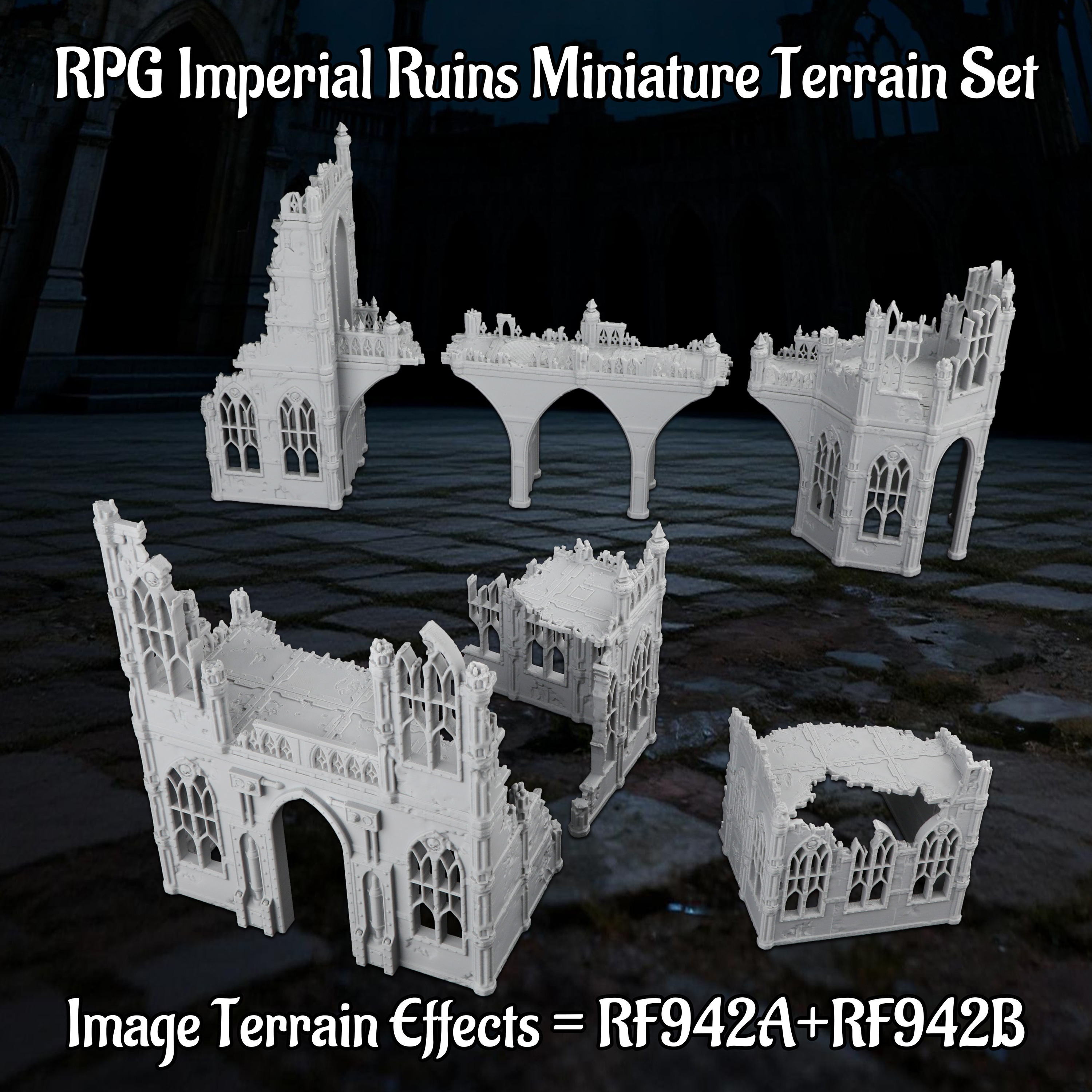 Small-Scale Models of Imperial Ruins for RPGs, Fantasy Scenery