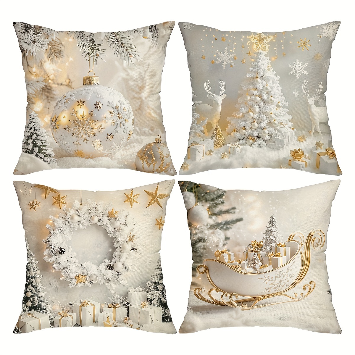 

4- Christmas , 18x18 , , , Zippered, , Cushion For , Sofa, , Bedroom, Decor