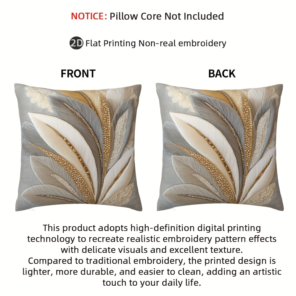 1pc elegant golden feathers design throw pillow cover Temu