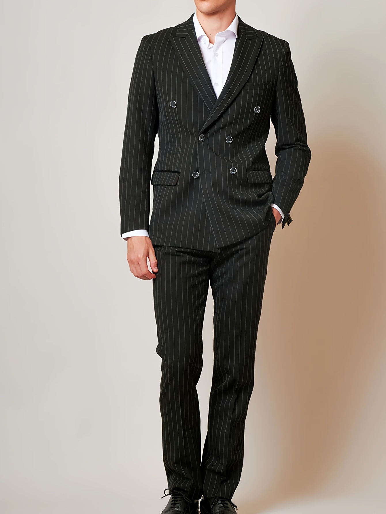 スーツ vintage stripe design double set up suit Product feature: the wide peak 4x1 chalk stripe suit. This