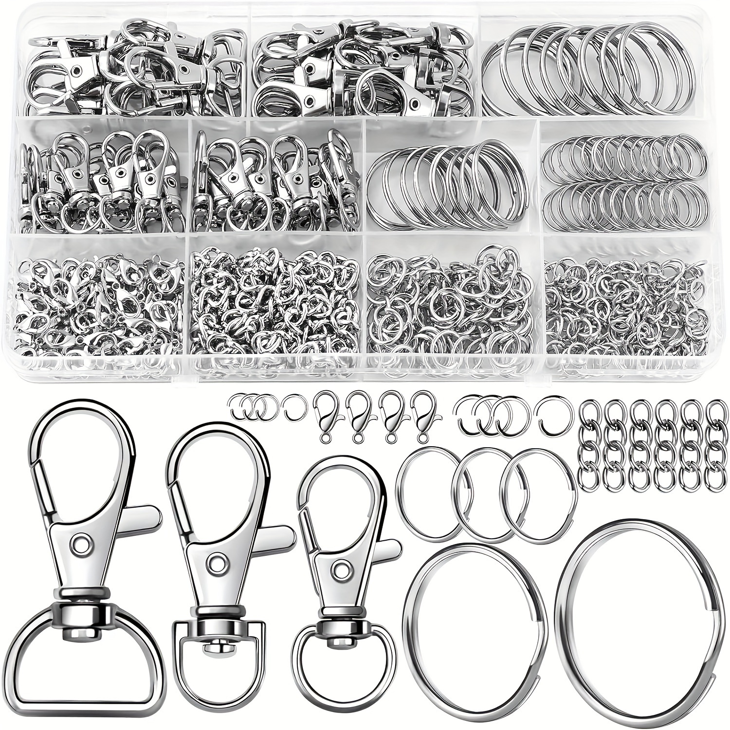 

275pcs Diy Jewelry Making Kit: Includes Key Chain Hooks, Swivel Lobster Clasp, Miniature Rings, Handbag Charms, And Craft Accessories - Perfect For Jewelry Making And Diy Projects