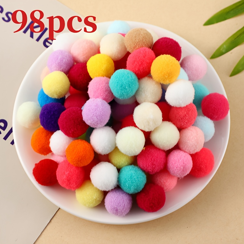 TEMU 98pcs Color High Elastic Wool Ball Mixed Color Suit Is Suitable For Diy Garlands, Party Decorations, Gift Box Decorations, Soft And Durable