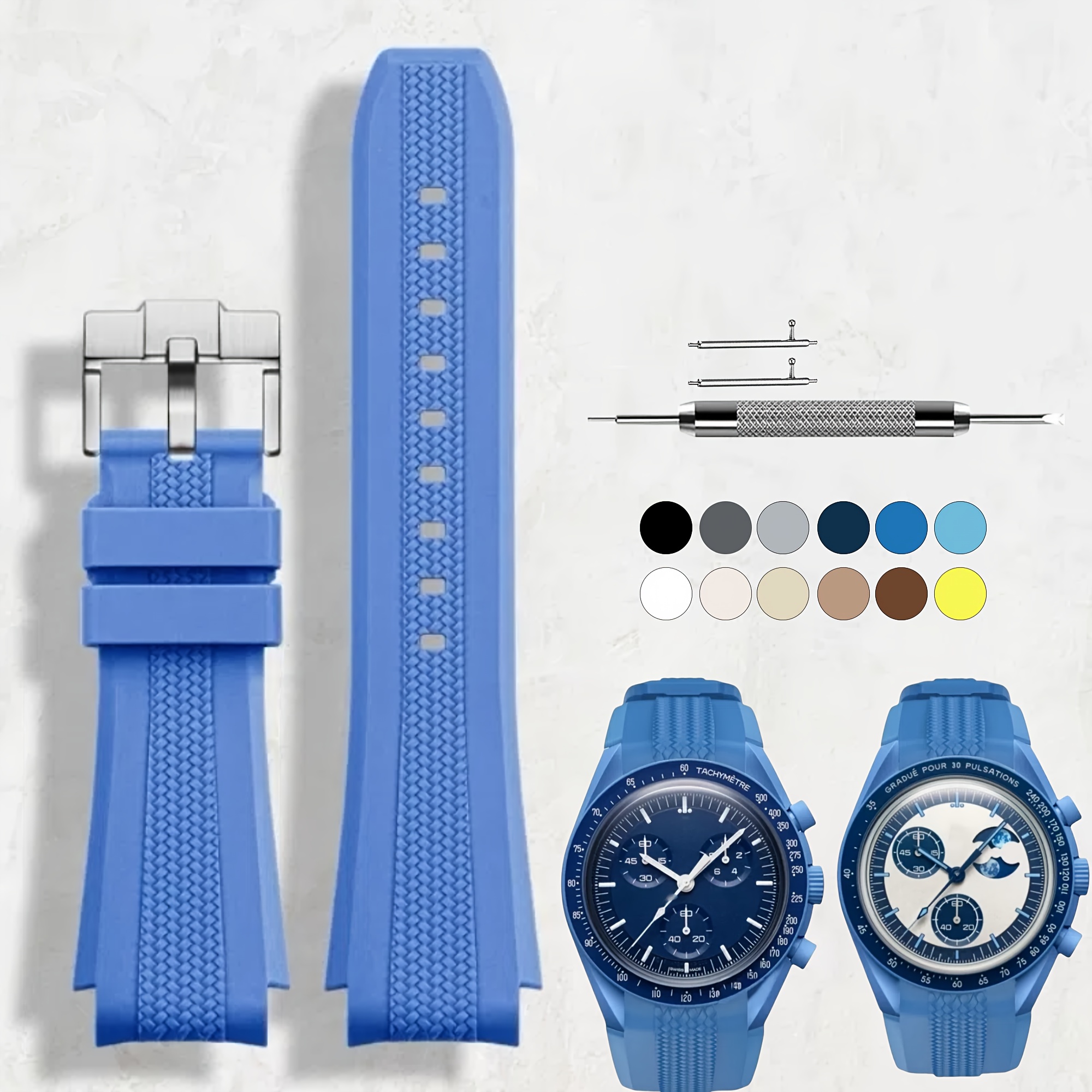 TEMU Bracelet Compatible pour Montre Swatch 20mm - Sangle en Silicone Souple et Étanche avec Boucle, Bracelet Sportif à Rapide pour , Accessoire