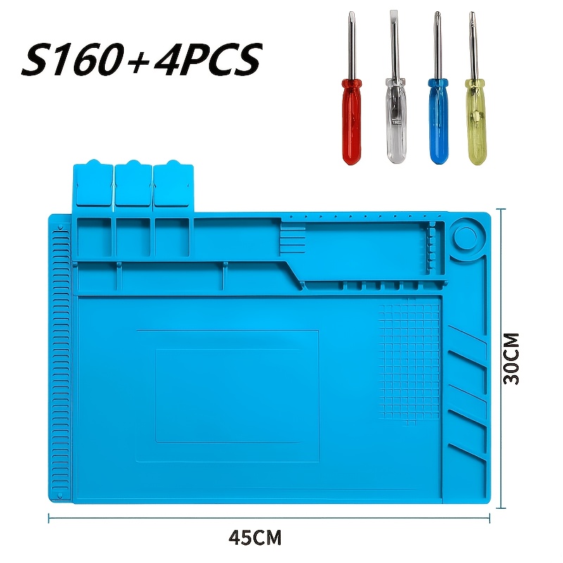 TEMU 1 tapis de soudure en silicone avec 4 outils, à la chaleur, conçu pour les postes de travail de réparation électronique. Ce tapis antistatique