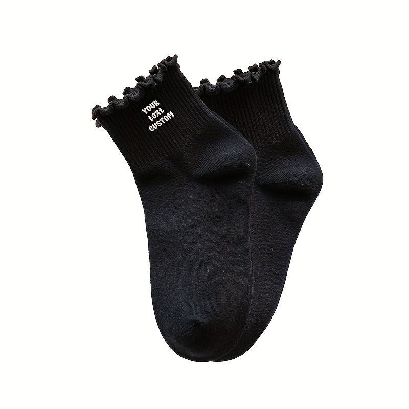 TEMU 1 Pair Personalized Custom Face Mid-calf Socks With Embroidered Text - Unisex Novelty Gift For Valentine's Day, Birthdays, Couples - Hand Wash