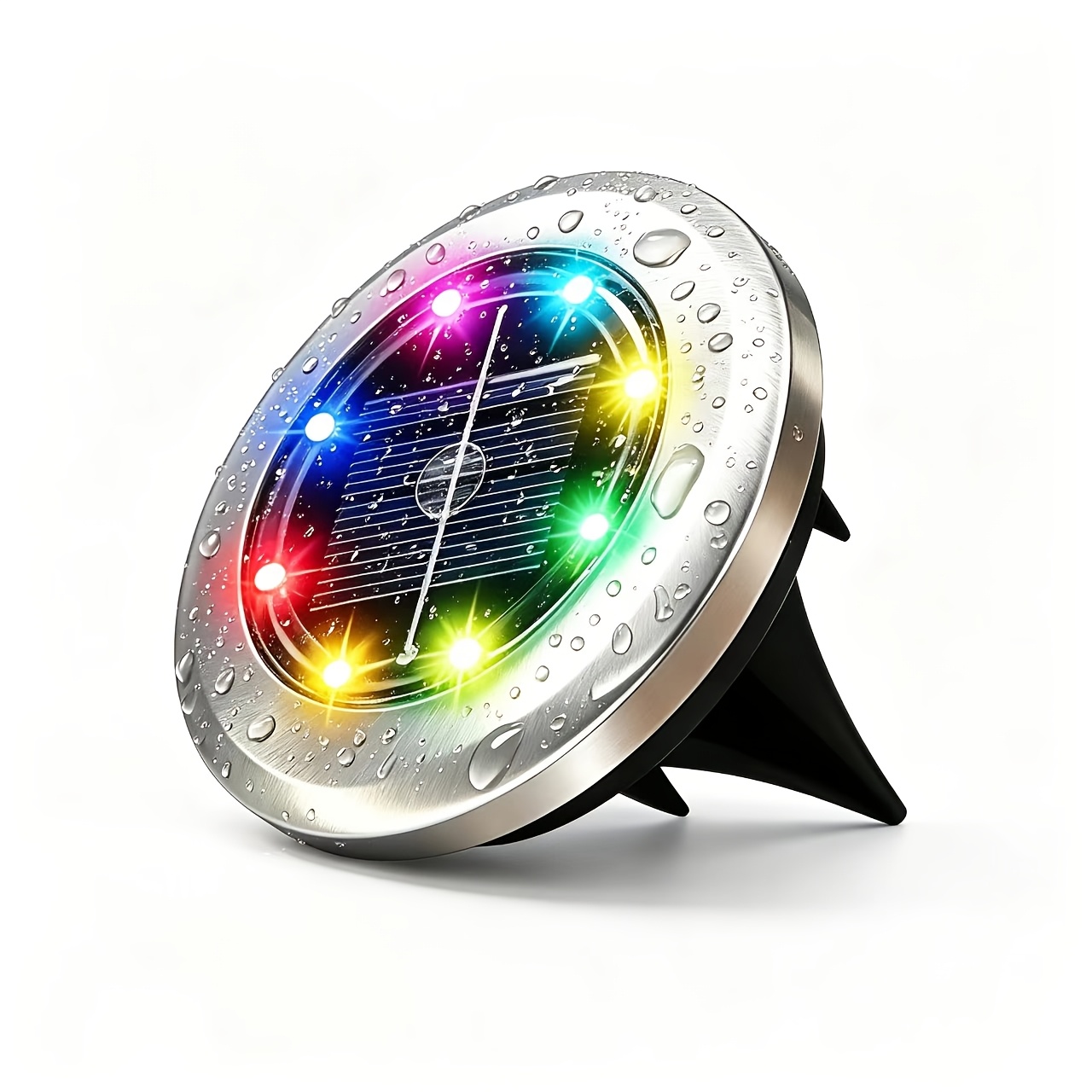 TEMU Lumière solaire extérieure intelligente RVB à 8 couleurs, perles LED, lumière solaire de cour paysagère IP44, convient pour jardins , étangs,