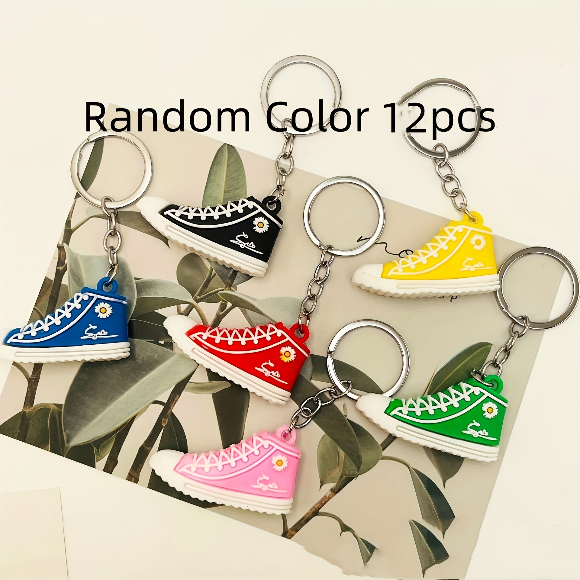 12 Random Color Daisy Sneaker Keychains - Suitable For Fashion Bags And Daily Use - A Thoughtful Gift For Him