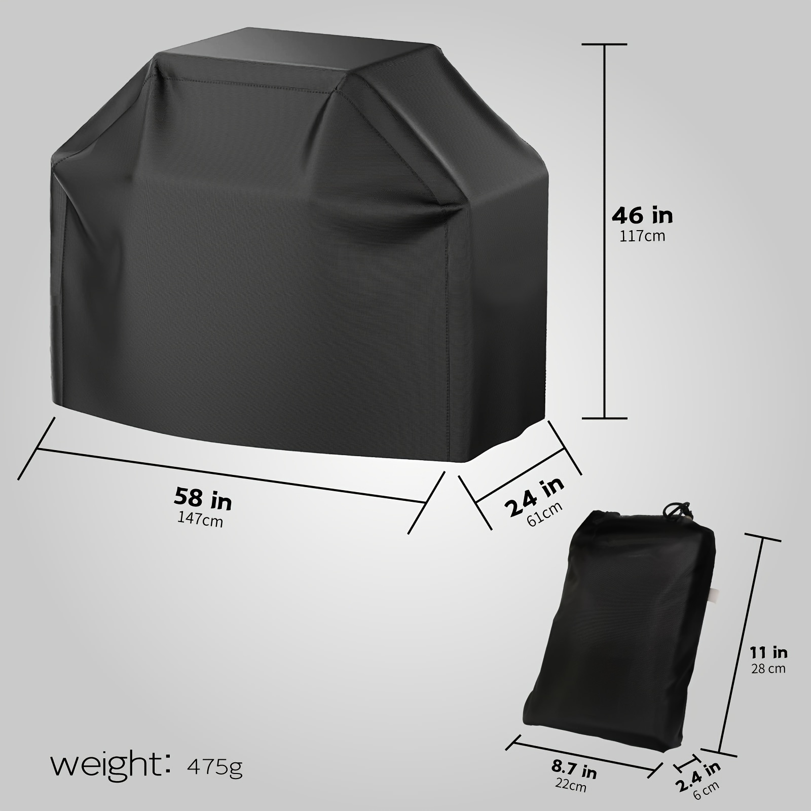 TEMU 1pc Grill Cover, Bbq Grill Cover, Waterproof , With Adjustable Hook-and-loop Fastener Strap Grill Cover