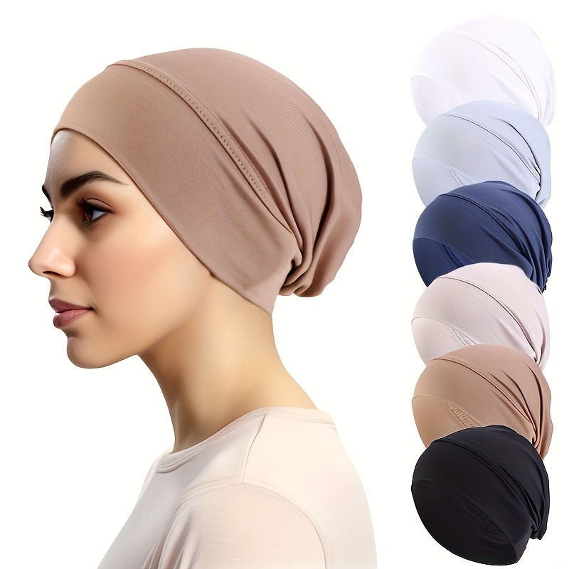 

6-pack Minimalist Polyester Headscarves For Women - Breathable, Daily Headbands, Solid Color, Comfortable Lightweight Design, Suitable For Ramadan & Chemotherapy Patients