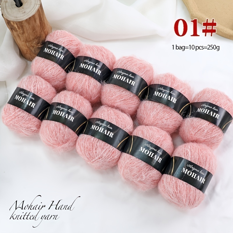 TEMU 10-pack, Alpaca Mohair Yarn - 250g, Long-haired Alpaca Mohair, Fine Mohair, Super Fluffy Cloud Mohair Yarn, Suitable For Knitting And Crocheting