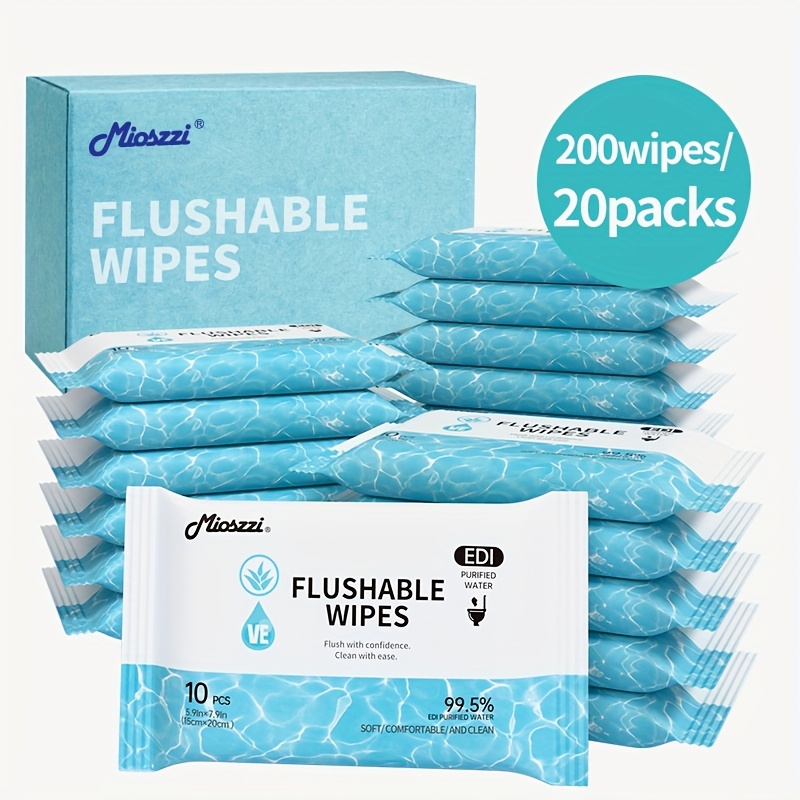 10/20 Pack Flushable Wipes, Essential Wipes, Thickened Wet Toilet Paper, , Remove Odour, No Alcohol, Fresh Up, Portable Wet Wipes, Perfect For For Outdoor Sport, Travel And Daily Life