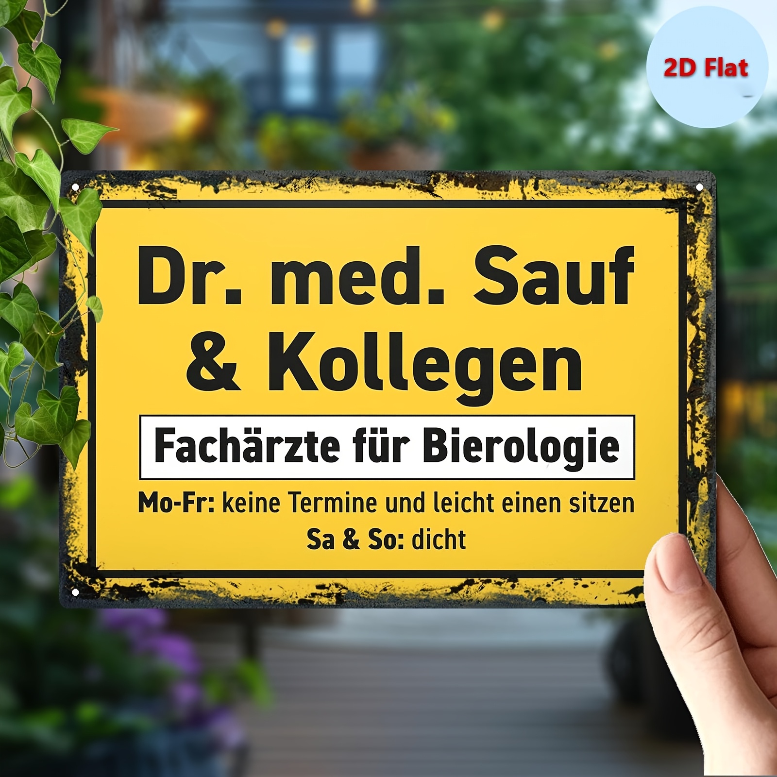 E-shop 2D-Flach, . Schild Plakette, „Med Sauf Kollegen Bierologie Facharzte“, geeignet für Küchen-/Bar-/Heimdekoration, skurrile Außen- Innendeko,