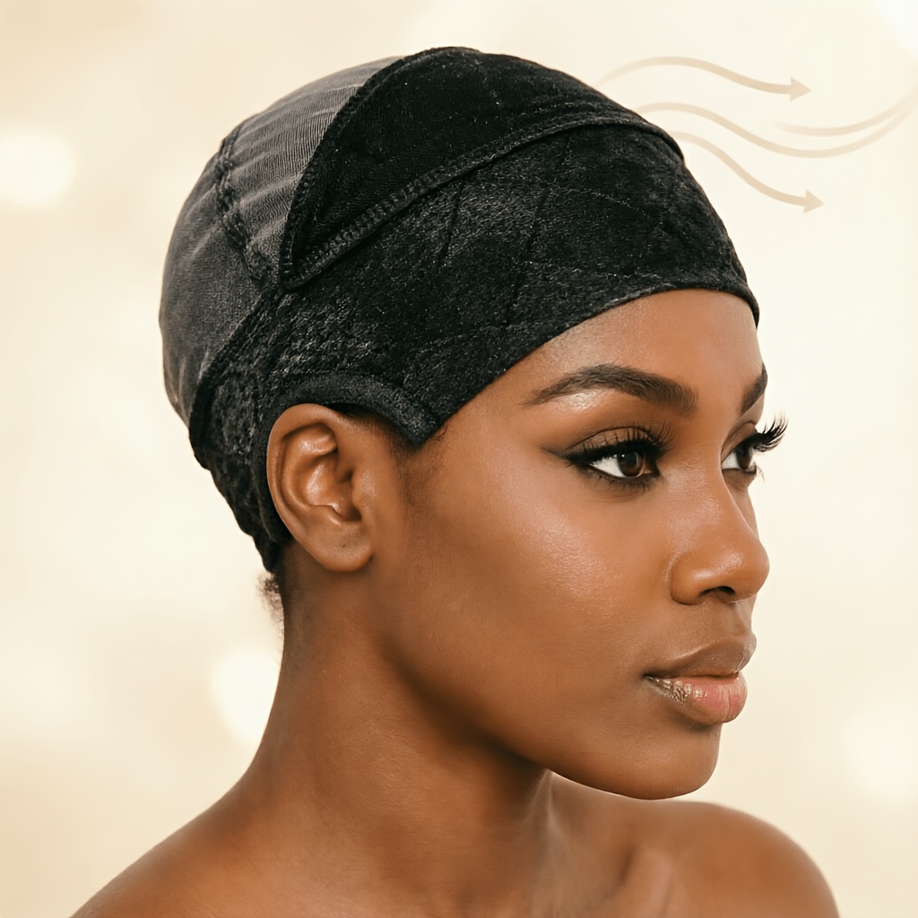 TEMU Wide Wig Grip For Glueless Wigs, 2-in-1 Non Slip Wig Caps With Velvet Wig Grip Band For Women, Nude, 1pc