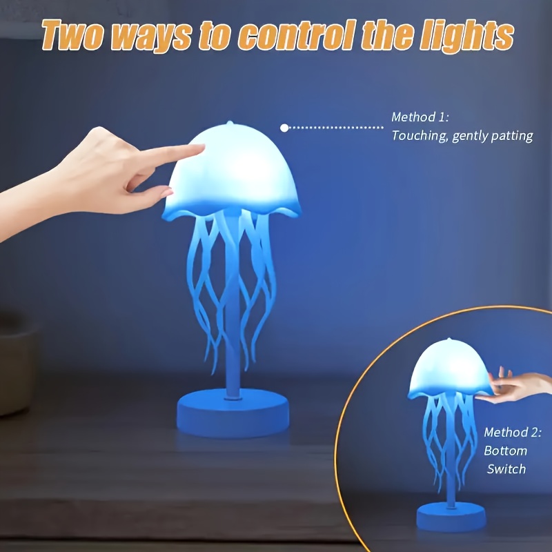 voice-controlled jellyfish lamp with dancing legs - touch sensor, multiple color  , ideal for bedside or table decor, desk decor light | animated jellyfish replica | usb powered lamp, perfect gift, festival decorations, home lighting, modern decor, plastic construction,  ,  , gift ideas Product details 3