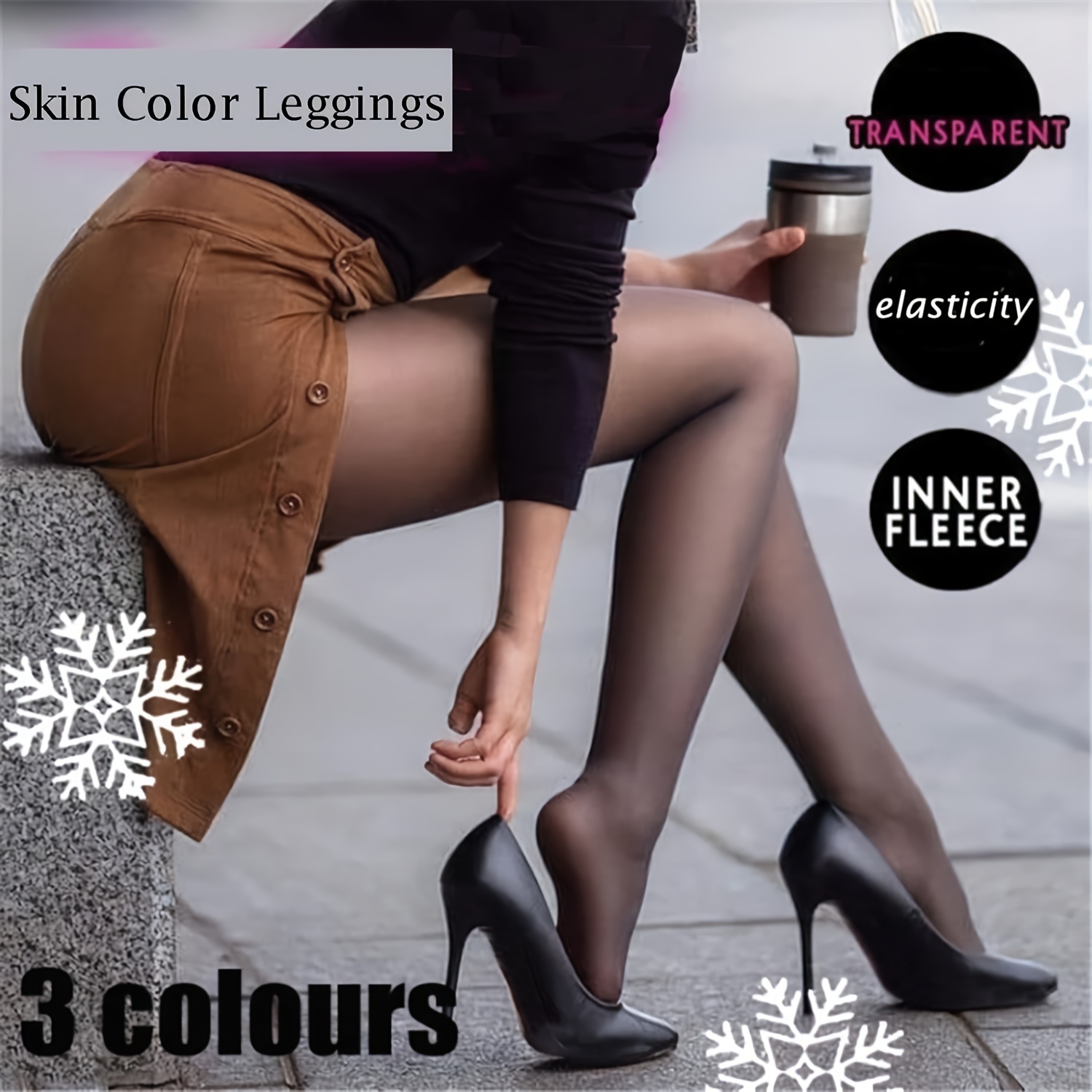2pairs/set] 300g Plus Size Opaque Tights With Fleece Lining, Thick