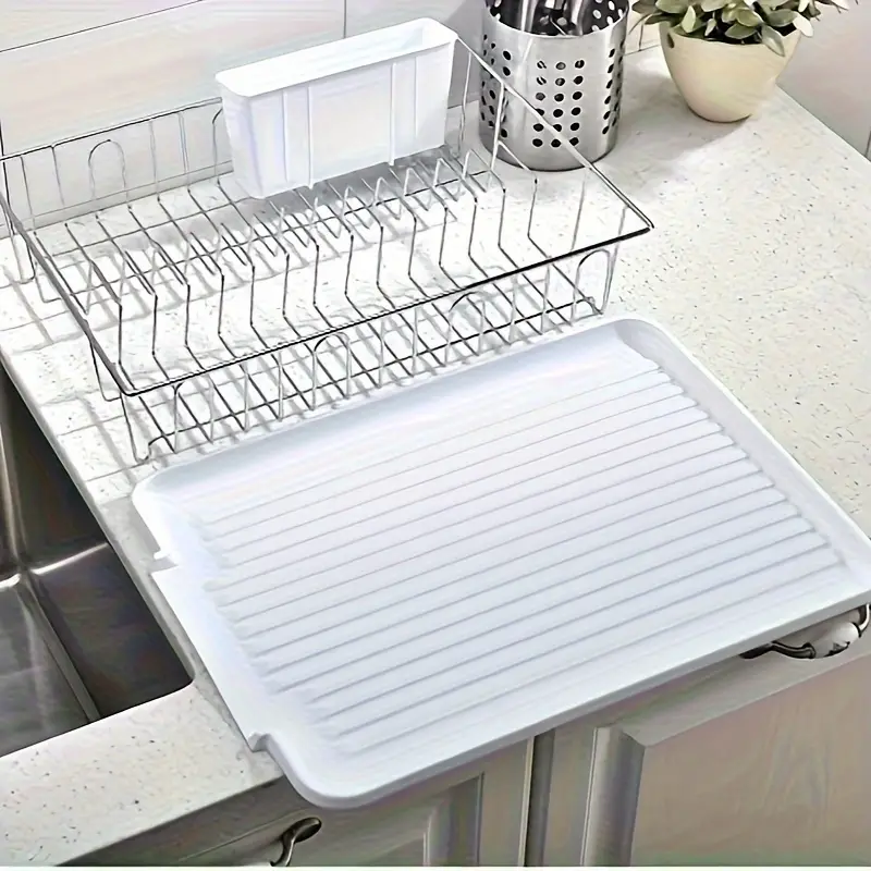 compact stainless steel dish rack with & utensil holder - kitchens & rvs Product details 3