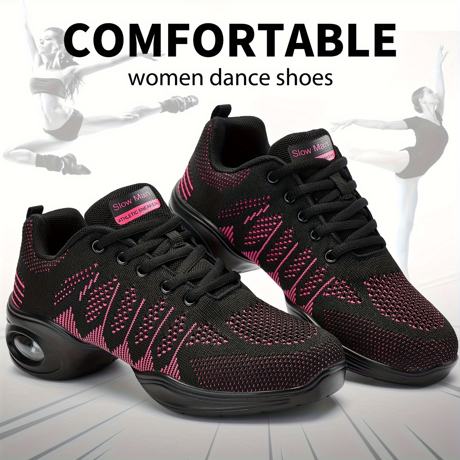 Women's Jazz Shoes Lace-up Morden Dance Shoes Breathable Mesh Air Cushion  Lady Split Sole Platform Dance Sneakers 