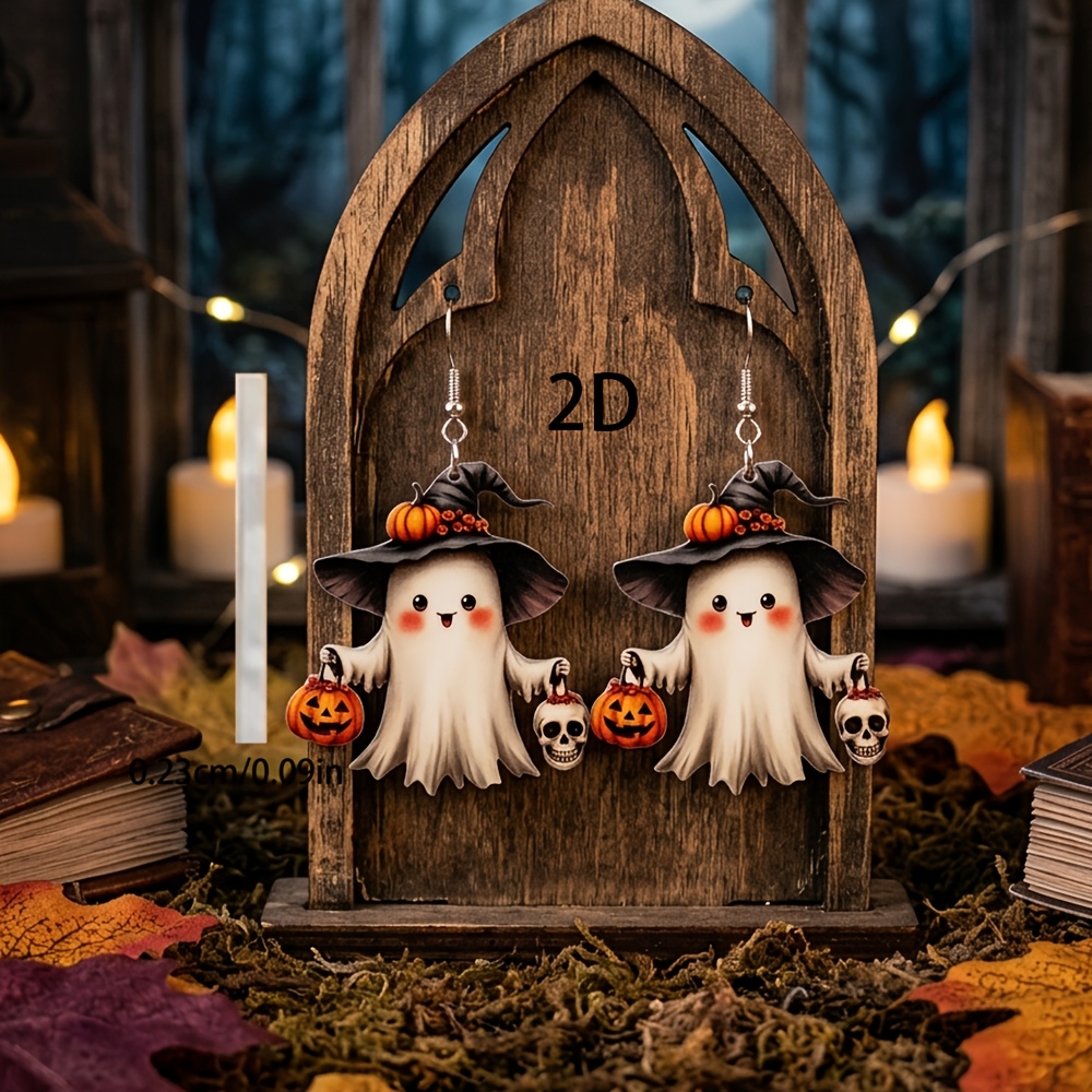 Retro Ghost Pattern Dangle Earrings for Autumn/Winter