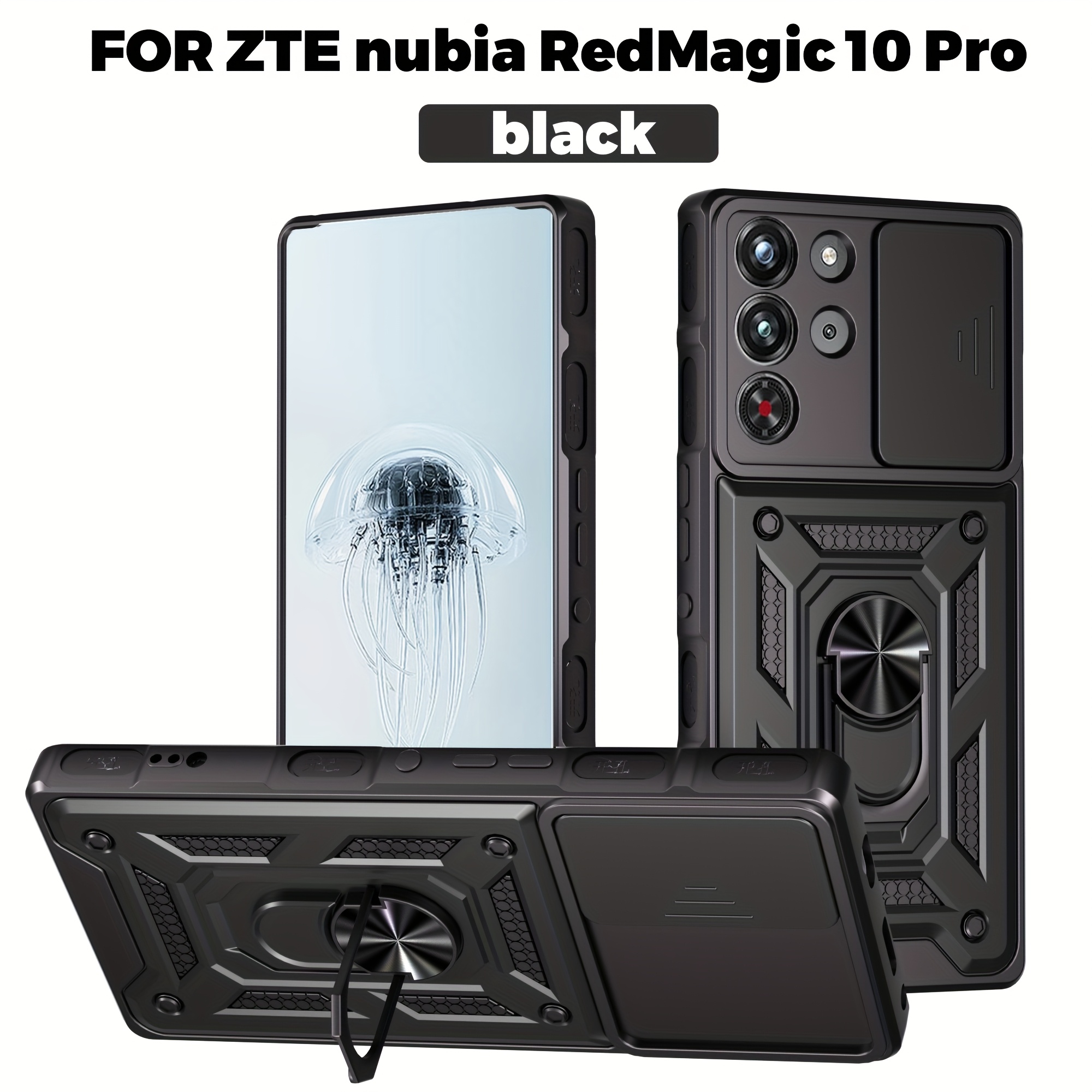 TEMU Phone Case: Suitable For Zte Redmagic 10 Pro 5g Phone Case, With Sliding Camera Lens Cap And Ring-shaped Bracket Phone Case