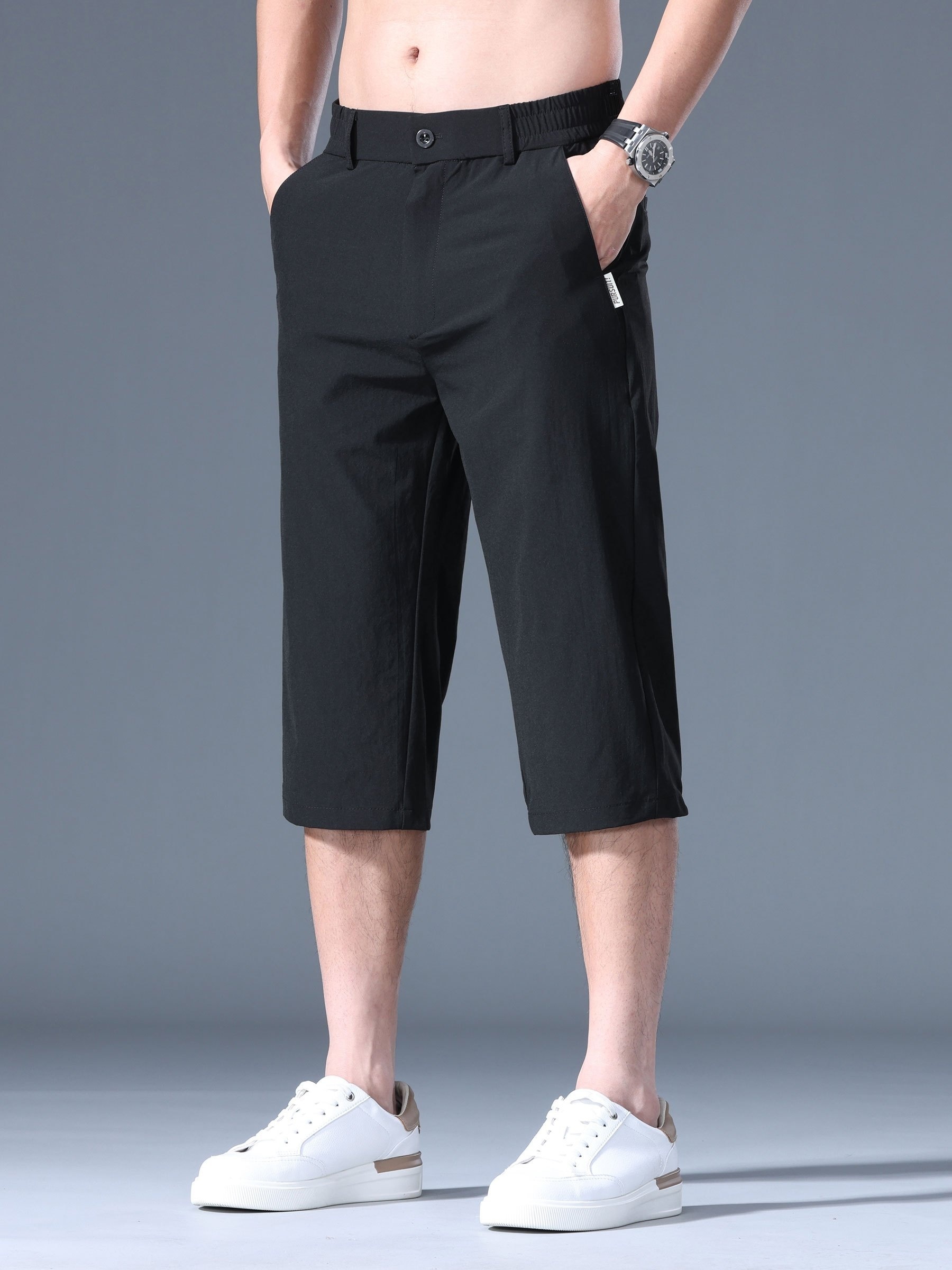 Pantalones cortos para mujer por debajo de la rodilla, pantalones de lino  de algodón con cordón elástico en la cintura pantalones capri con bolsillos