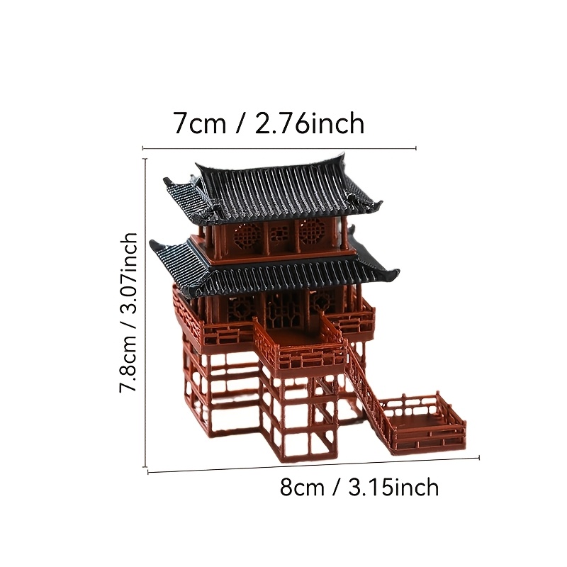 Mipcase Padiglione in miniatura statuetta ornamento da giardino in stile cinese Pavilion statua decorazione per bonsai micro paesaggio da tavolo Zen accessori da giardino