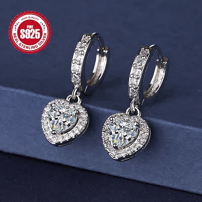 925 Silver Hypoallergenic Moissanite Love Earrings