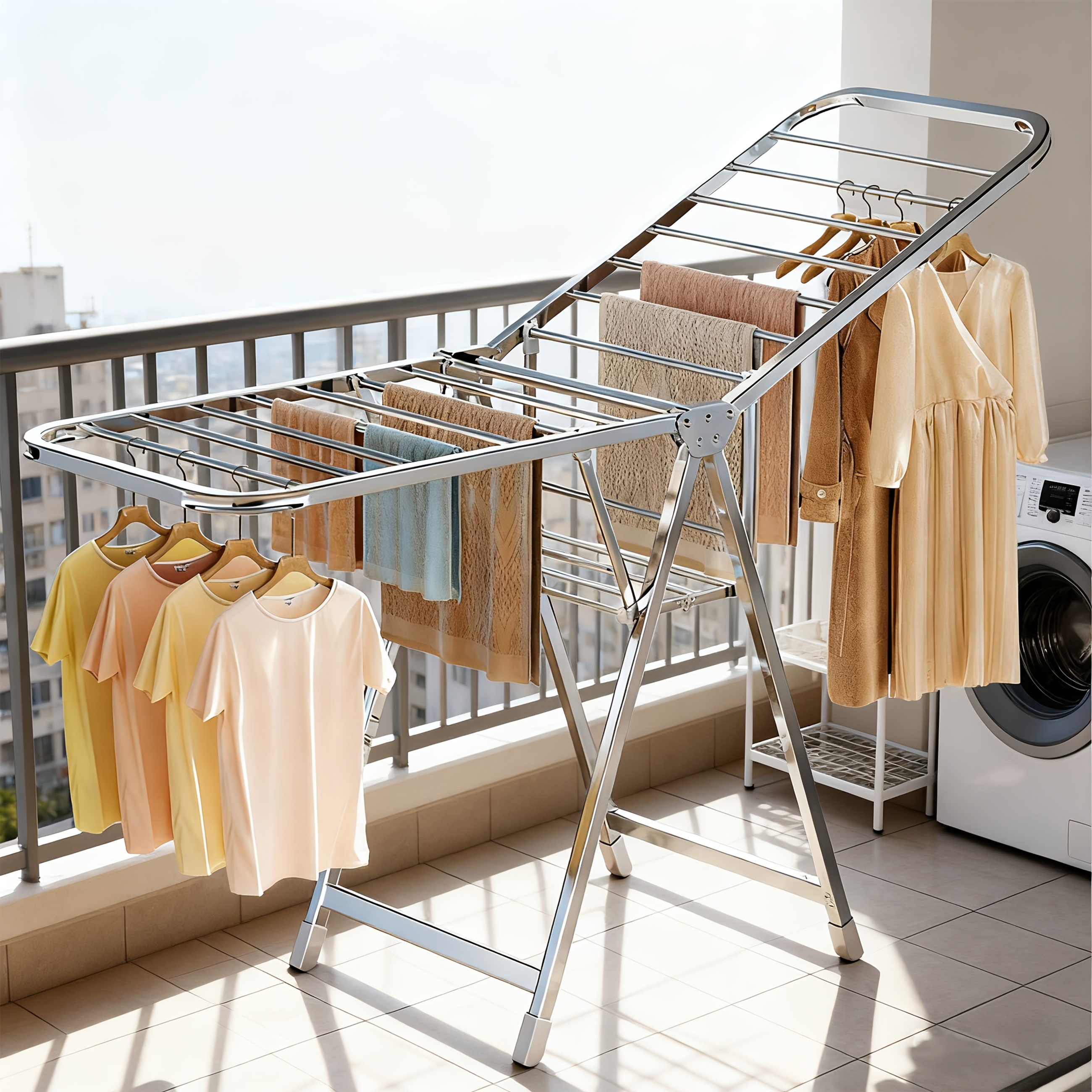 TEMU Séchoir à linge pliant : Pas d' , avec roulettes pour un déplacement facile. La à double couche offre un espace abondant ; la structure robuste