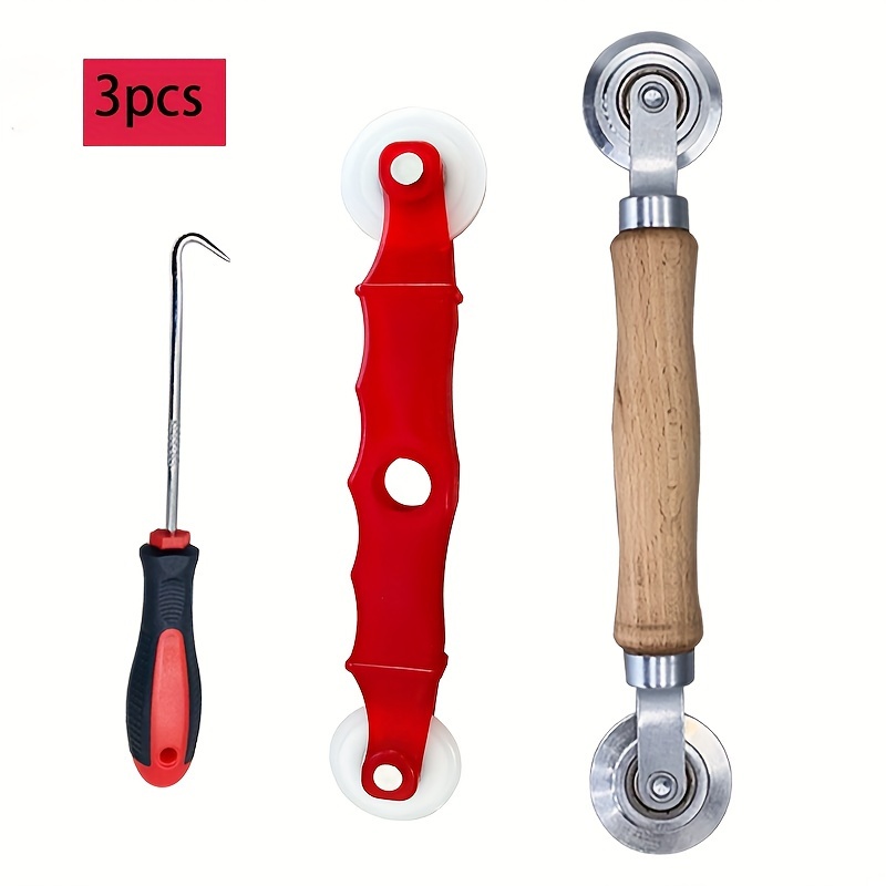 TEMU Kit de 3 outils à rouleau pour moustiquaire, kit de réparation de porte et de moustiquaire, rouleau en acier plastique et outil de de bande