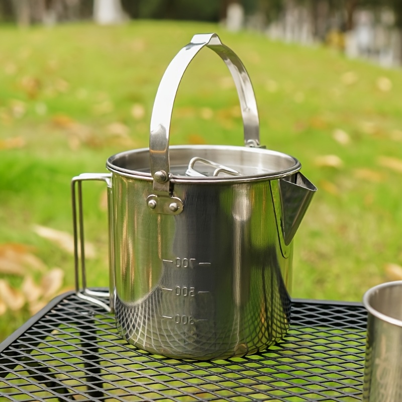 Image of 1.2l Large Capacity Stainless Steel Outdoor Water Bottle, Camping, Mountaineering, Outdoor Portable Coffee Pot