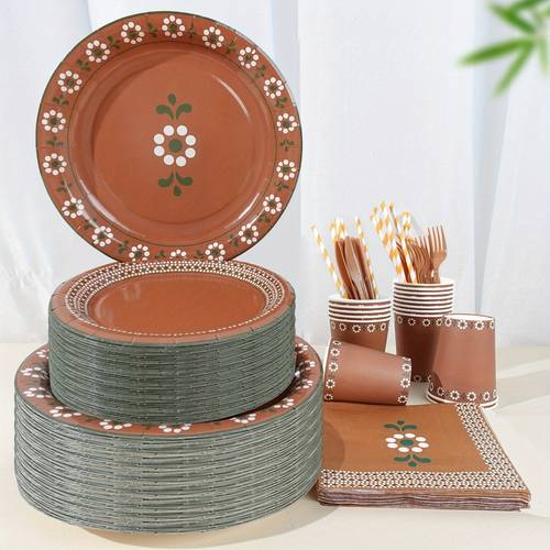 168pcs mexican clay pottery carnival tableware set party decoration terracotta theme tableware mexican party decoration can 24 guests