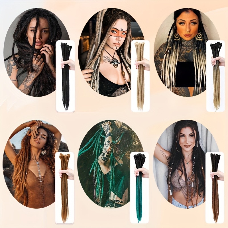 24 inch 3 packs hippie dreadlock extensions handmade crochet hair braids for women 15 strands synthetic locs with realistic texture and   design details 2