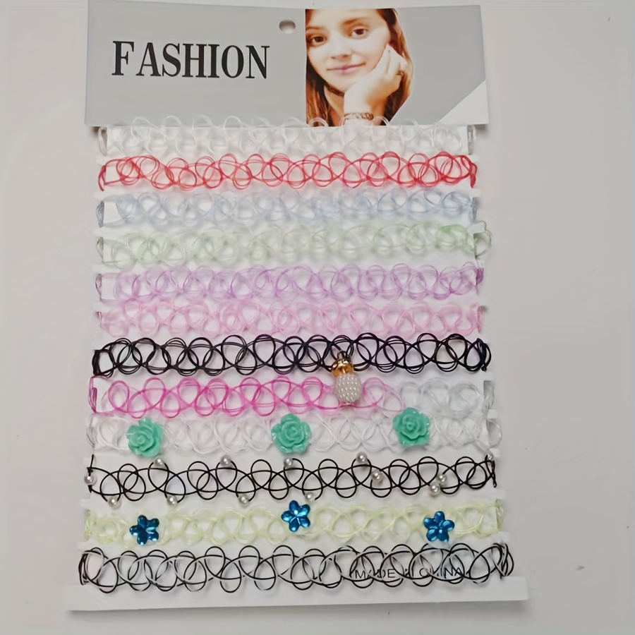 Fish Line Collarbone Necklace Set - 12pcs Colorful Chain Collection