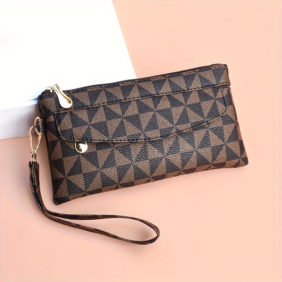 

Women's Clutch Purse Pu Leather Checkered Pattern Handbag For Shopping Daily Shopping Portable Small Bag Mobile Phone Bag