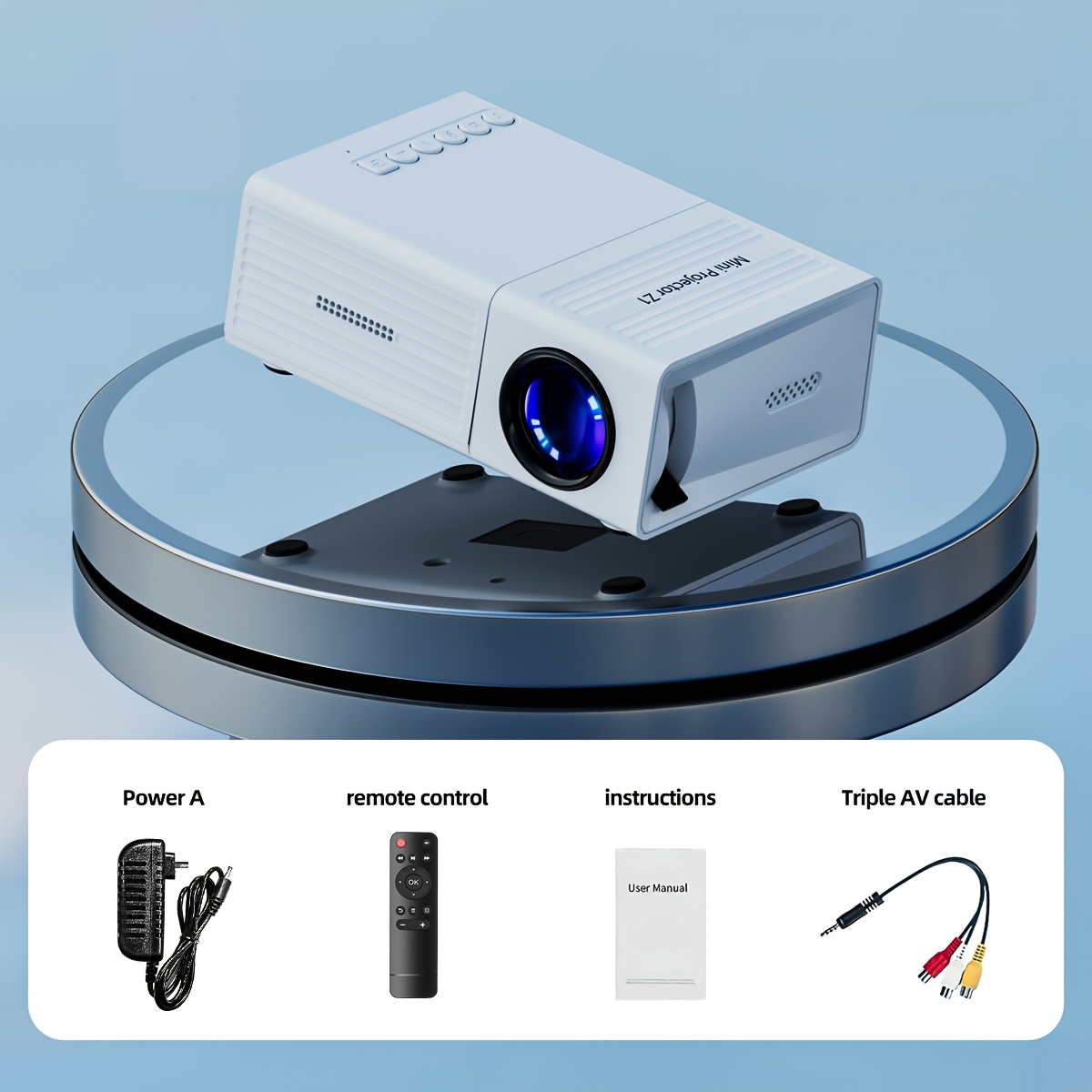 Mini Projector, Portable Video Projector, Home Theater Projector, Supports Mobile Screen Projection, Native Resolution Of1280x720P, Suitable For Offices, Outdoor Camping, Etc. Movie Projector