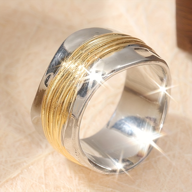 Vintage Copper Material Electroplated 2 Tone Ring, Women's Bohemian , Travel Party Ring