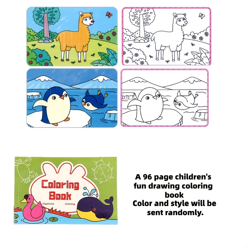 TEMU Un divertente libro da colorare di 96 con motivi a animati di animali, trasporti, oceani, ecc., ai principianti per a dipingere, piccolo regalo