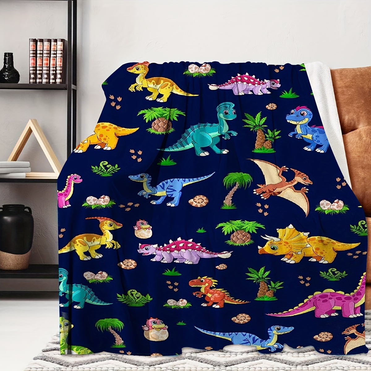 

Soft & Cozy Dinosaur Print Flannel Throw Blanket - Perfect For Travel, Camping, Sofa Bed, Office Decor | Machine Washable, All-season Comfort | Ideal Birthday Gift For Boys & Girls