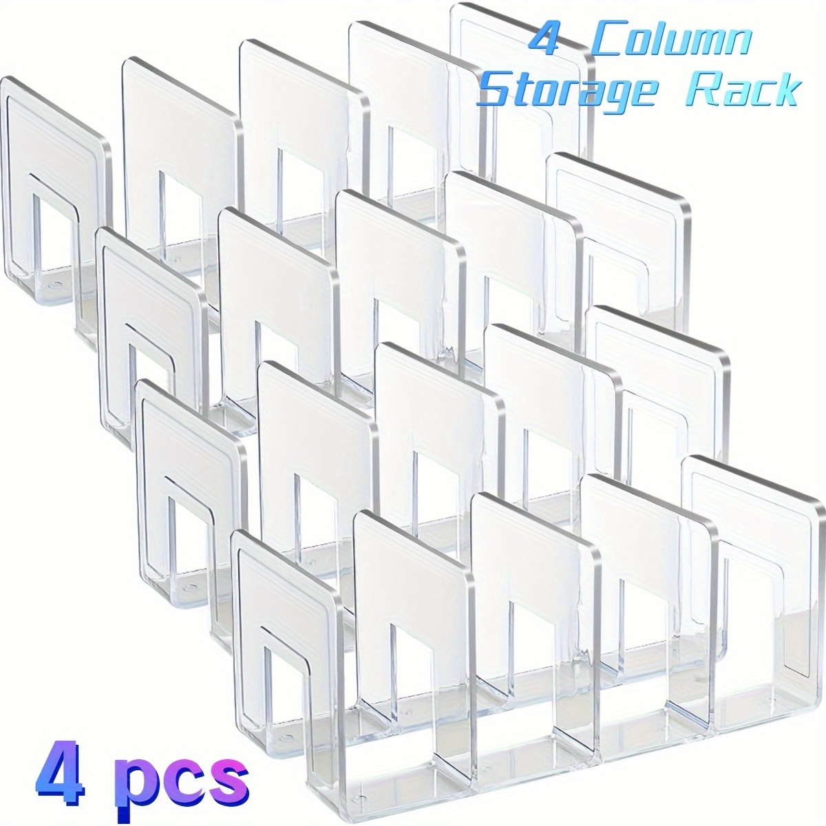 TEMU 4pcs Acrylic Clear Storage Rack Set - Space-saving Organizer For Bags, Clothes & More - Home, Dorms & Bedrooms