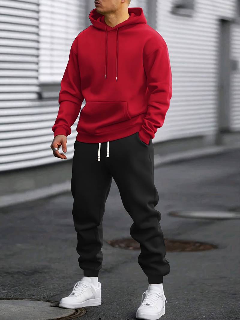 Ensemble Survêtement Homme Hiver - Sweat à Capuche + Pantalon De Jogging - 2 Pièces - Tissu Polaire/coton - Pour Sport, Détente
