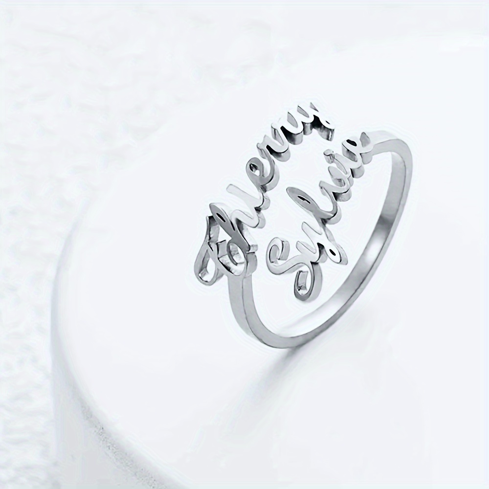 TEMU Custom Name Rings With 2 Names, Personalized Gifts For Mom, A Present For Her.