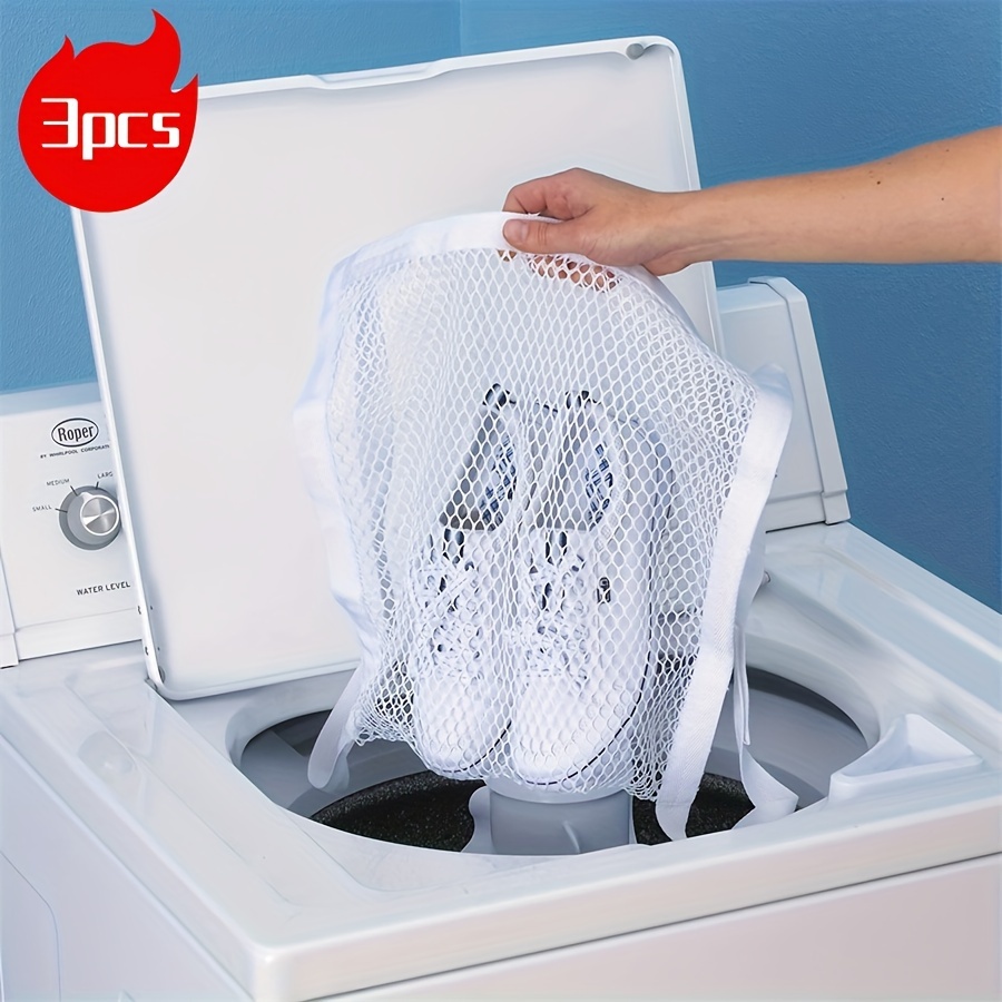 

3pcs Sneaker Wash & Dry Net Bag, Dryer Door Shoe Mesh Bags With Zipper, Sneaker Dryer Bag Laundry Bag With Elastic Straps - Protects Shoes In The Dryer