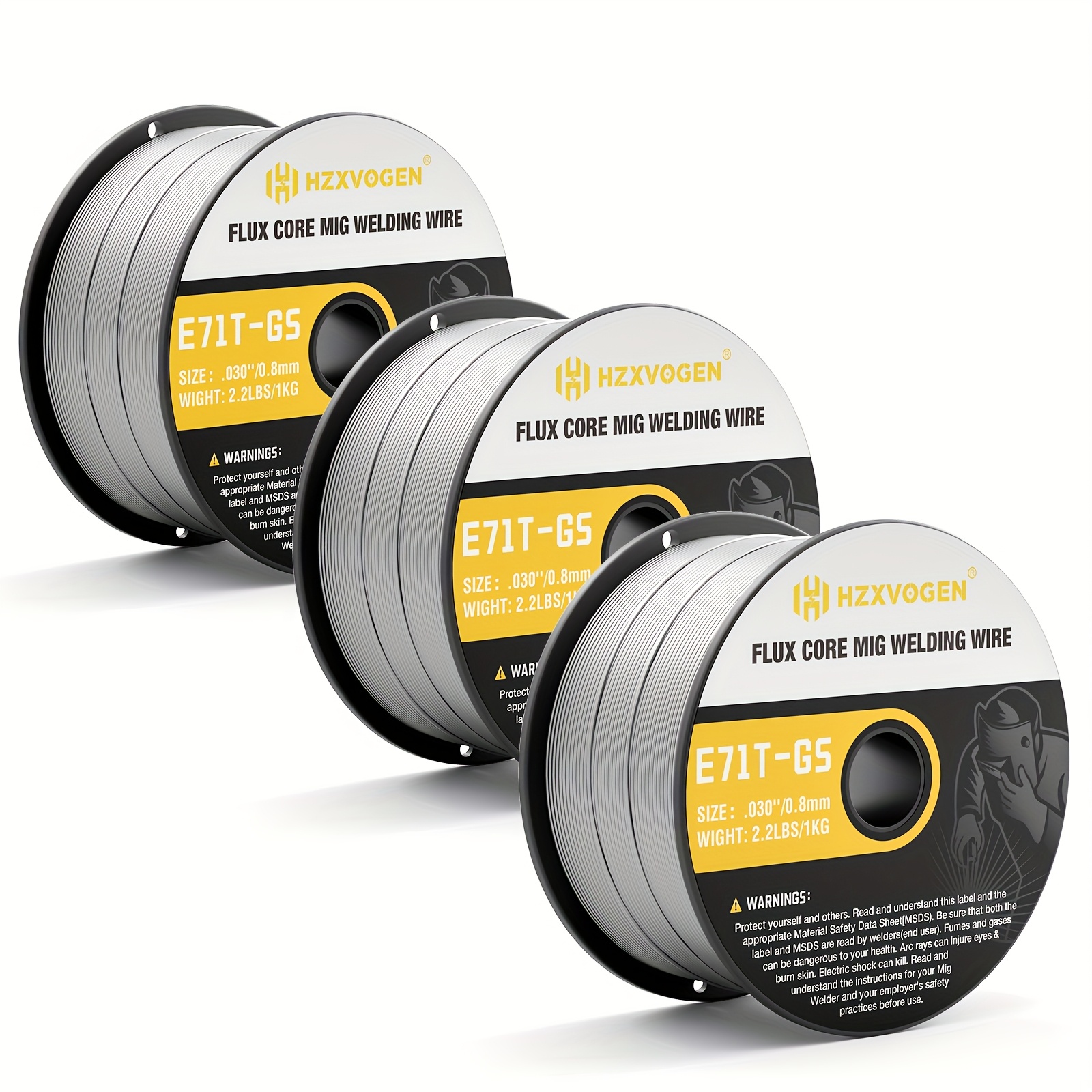 TEMU 3pcs Welding Wire E71t-gs.030''mig Wire-0.8mm Flux Core Wire 2.2 Pound For Mig Welder, Without Battery