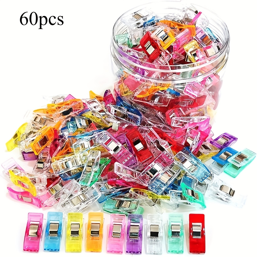 Image of 120pcs/60pcs, Multi-functional Plastic Sewing Clips: Premium Quilting Clips, Handcraft Plastic Clips, Random Colors