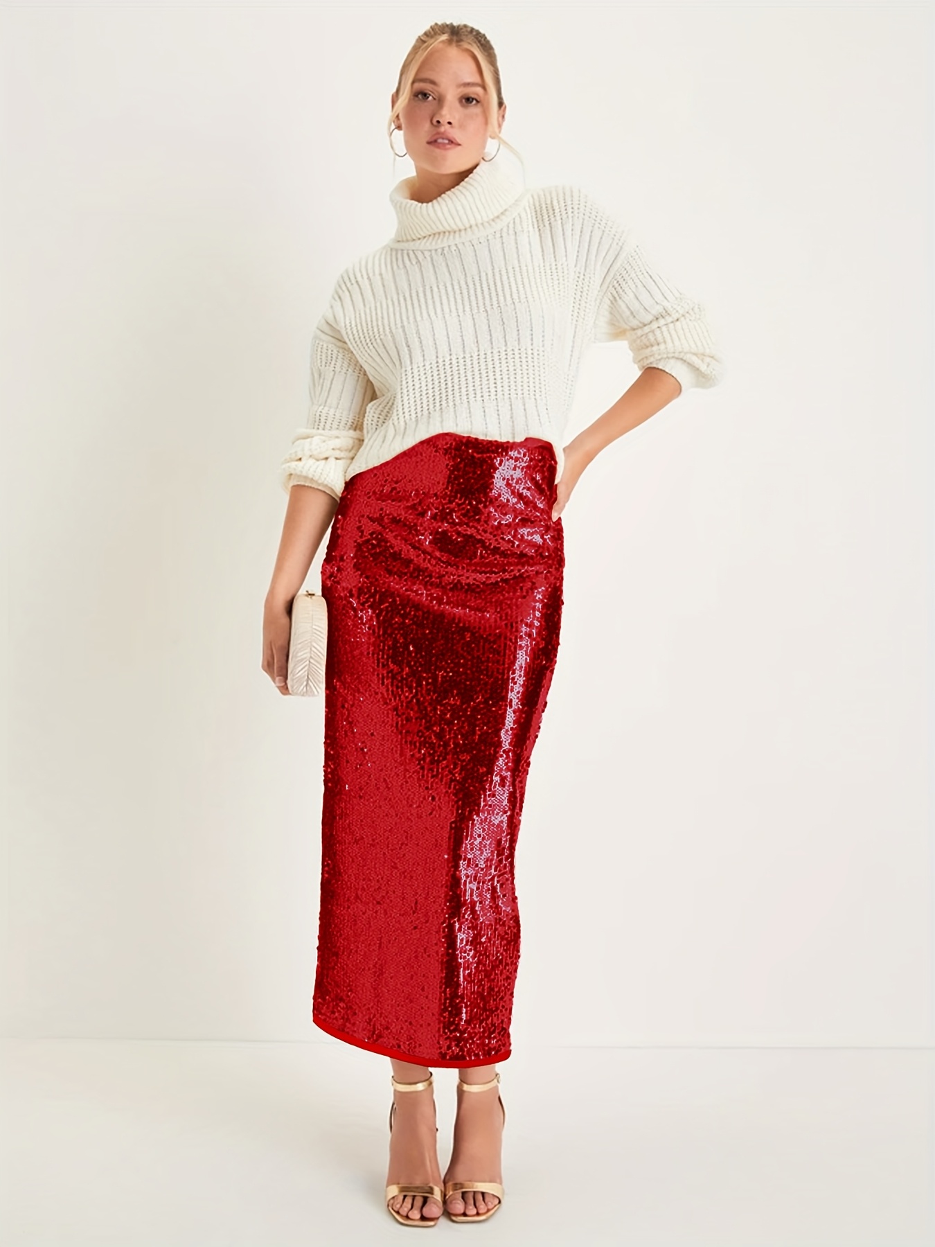 red sequin skirt sold on Temu Australia