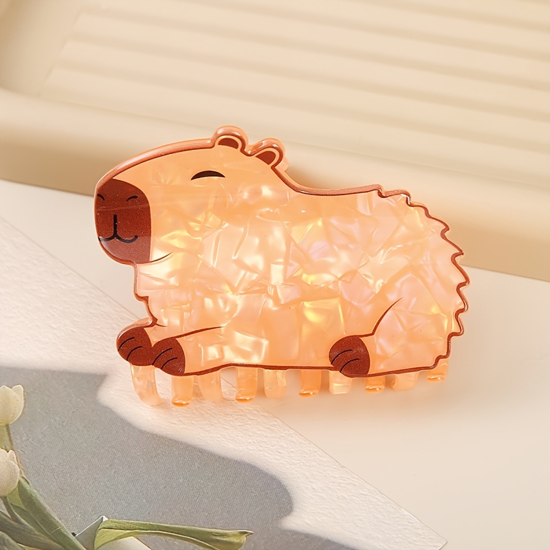 TEMU 1pc The Cute Capybara Clip Is Warm In Warm Orange Tones, And The Soft And Cute Shape Conveys A Atmosphere. Suitable For Valentine's Day, Best