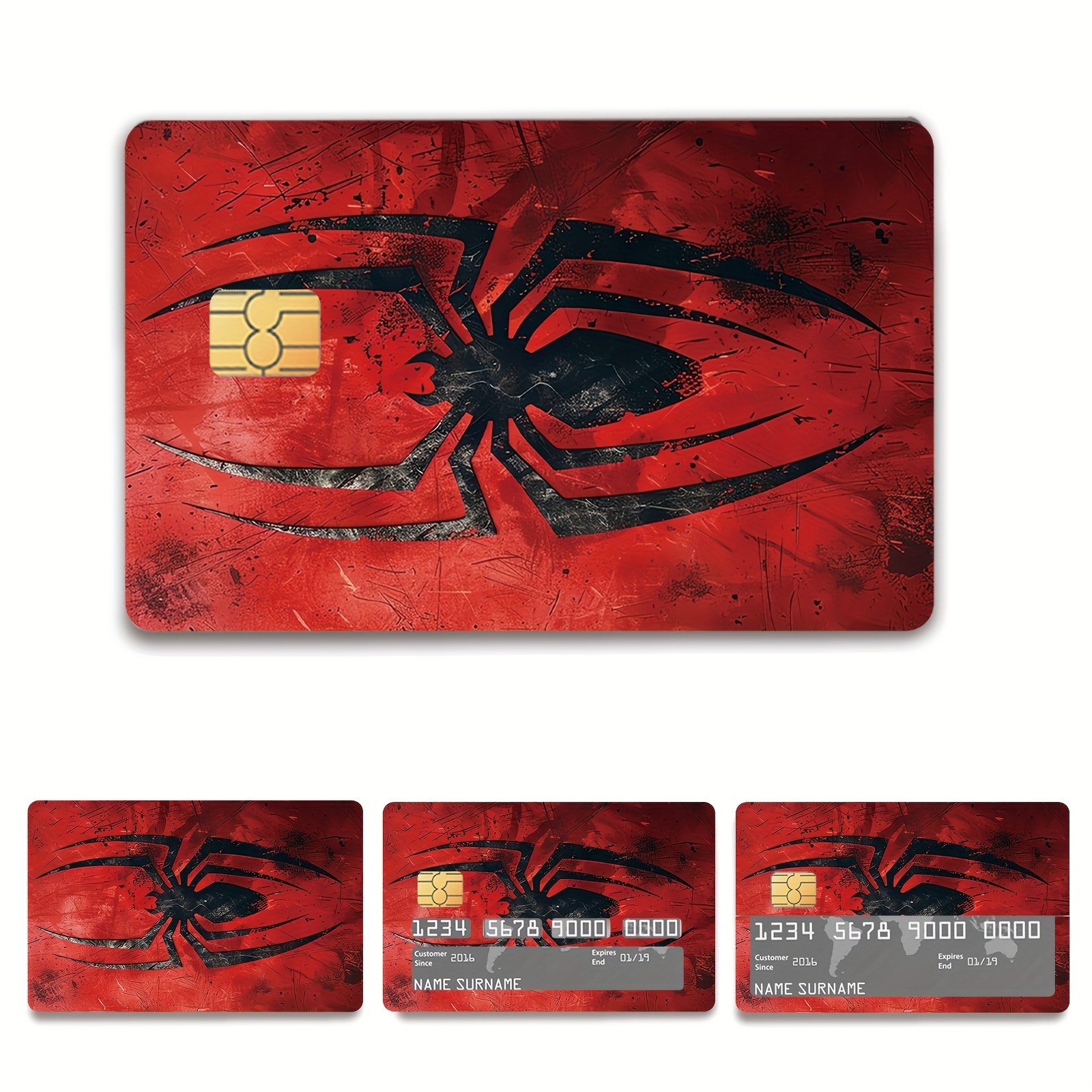 

1 Set Of 4 Spider Creative Pattern Credit Card Stickers, Anti-fingerprint And Anti-scratch, Ultra-thin, Waterproof, Suitable For Debit Cards, Transportation Cards And Credit Cards