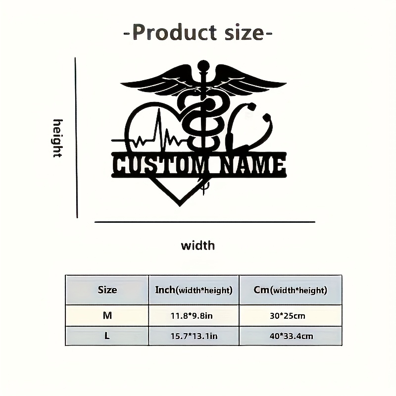 TEMU Customizable Metal Wall Art Featuring A Stethoscope And Design - Personalized Name Decor For Healthcare Professionals, A Unique Gift For Doctors