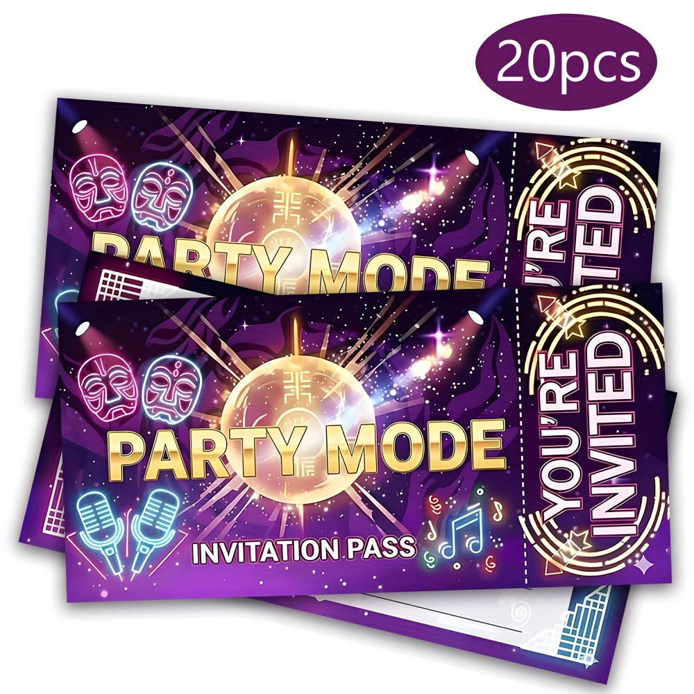 E-shop 20 Stück Party-Einladungen mit lilagrauem und goldenem Muster, doppelseitiges Design, geeignet für Geburtstagsfeiern von Jungen und Mädchen,