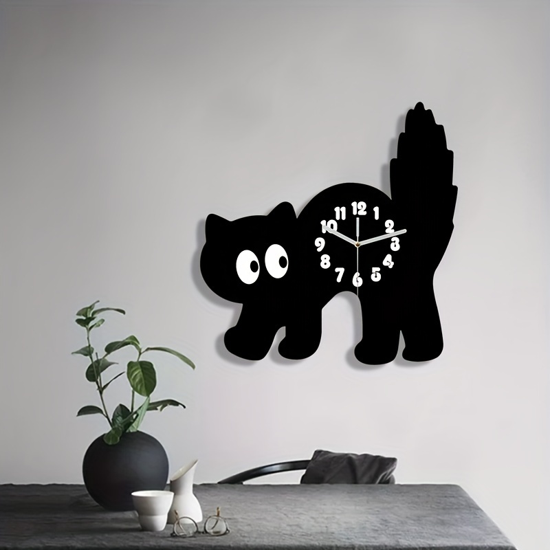 

Cute Black Cat Wall Clock - Silent, No-ticking Room, Bedroom, Classroom Decor - Perfect Christmas & Birthday Gift