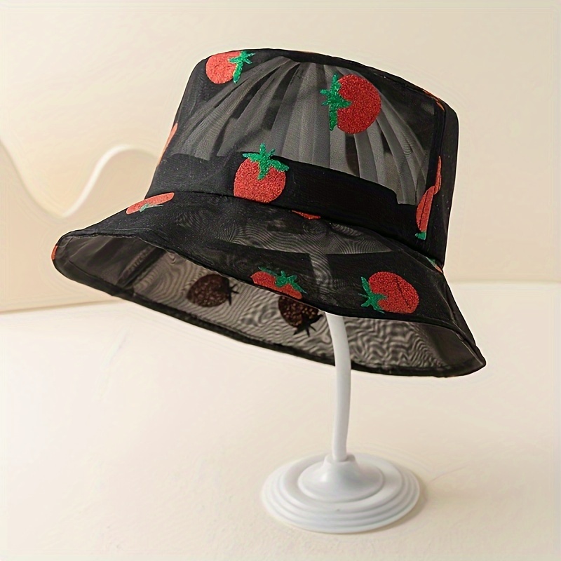 Black Cherry Reversible Bucket Hat Fruit Sweet Fishermans Hat